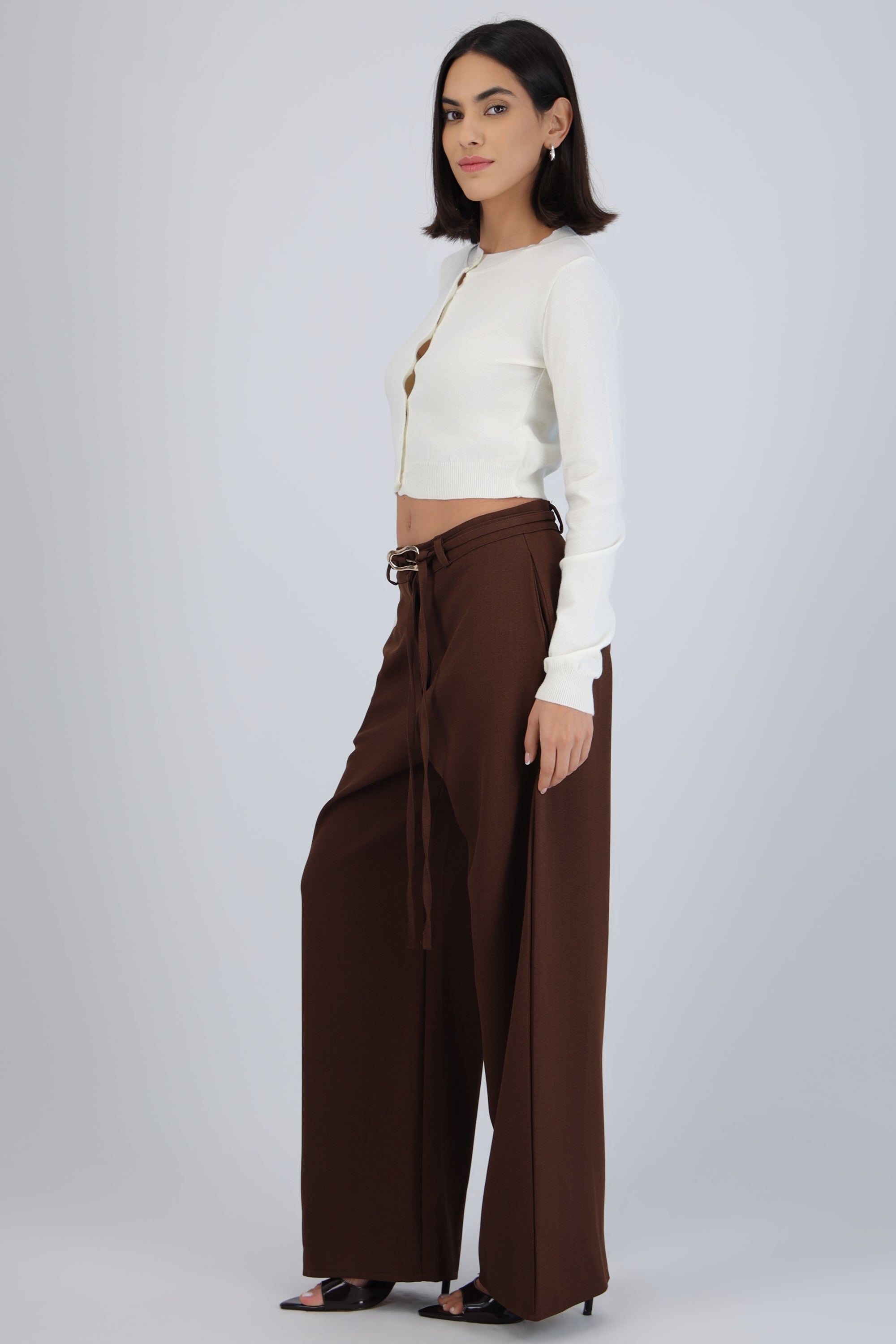 Pantalón tiras hebilla CHOCOLATE