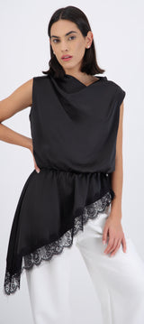 Vestido mini satin con encaje