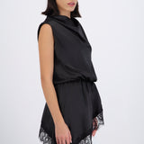 Vestido mini satin con encaje