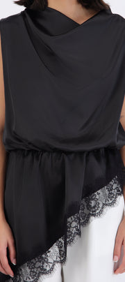 Vestido mini satin con encaje
