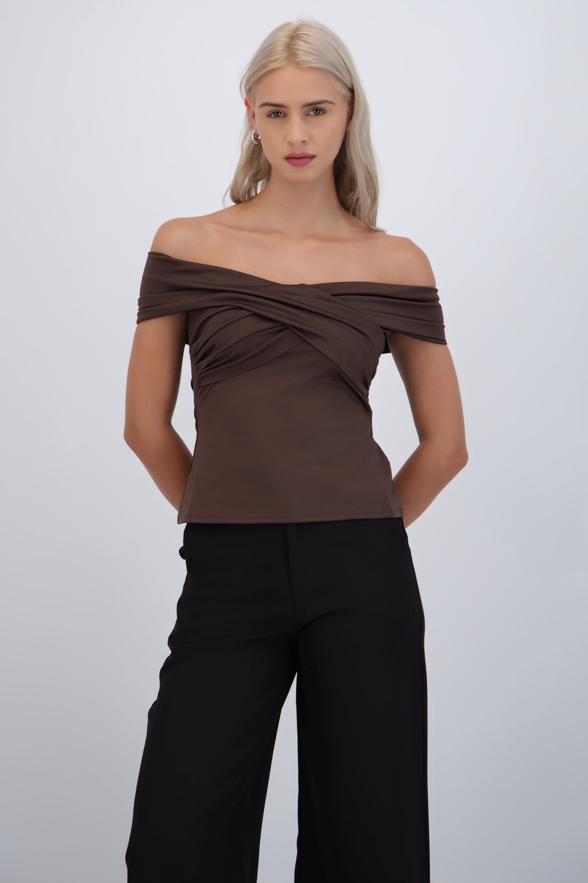 Top escote drapeado CHOCOLATE