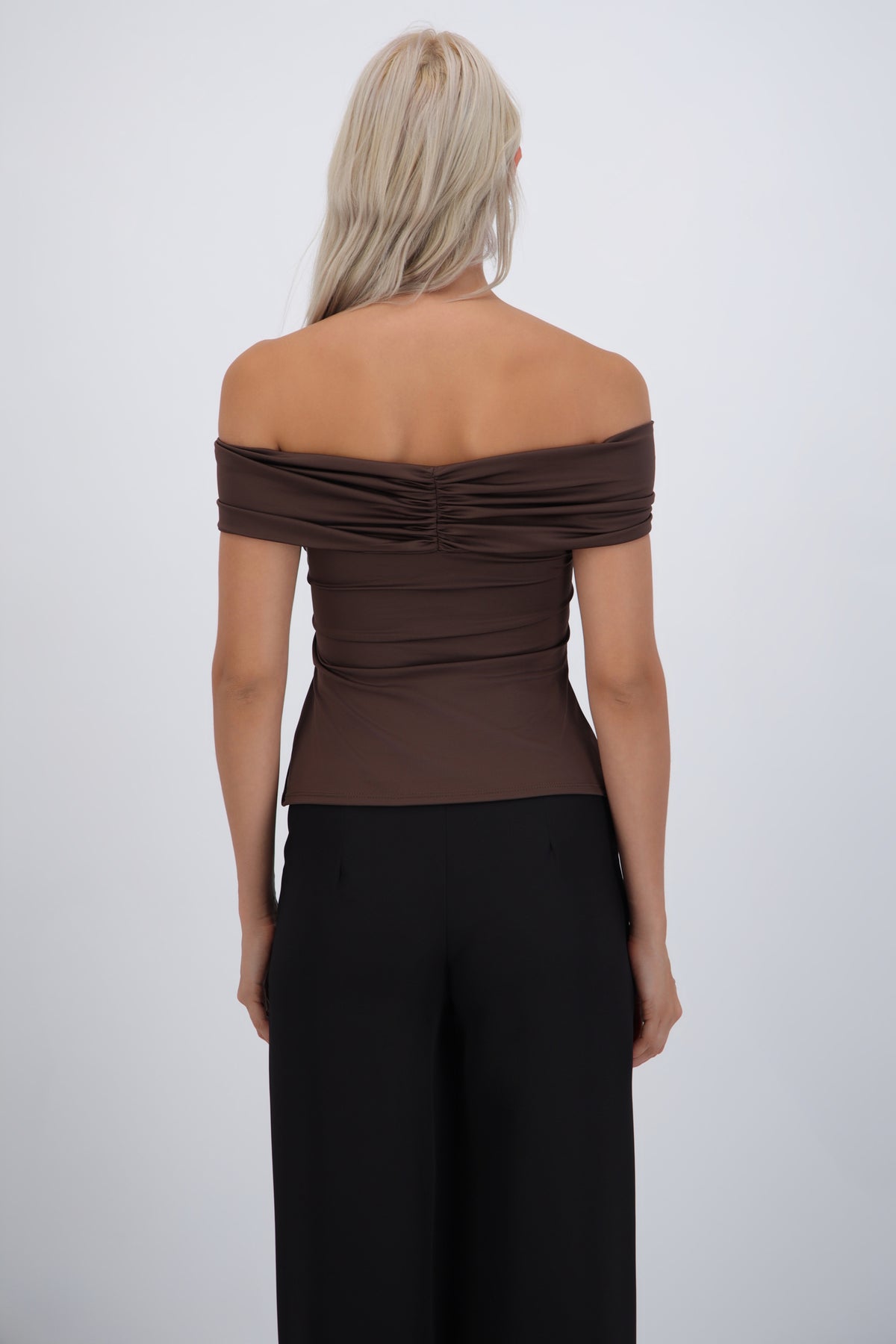 Top escote drapeado CHOCOLATE