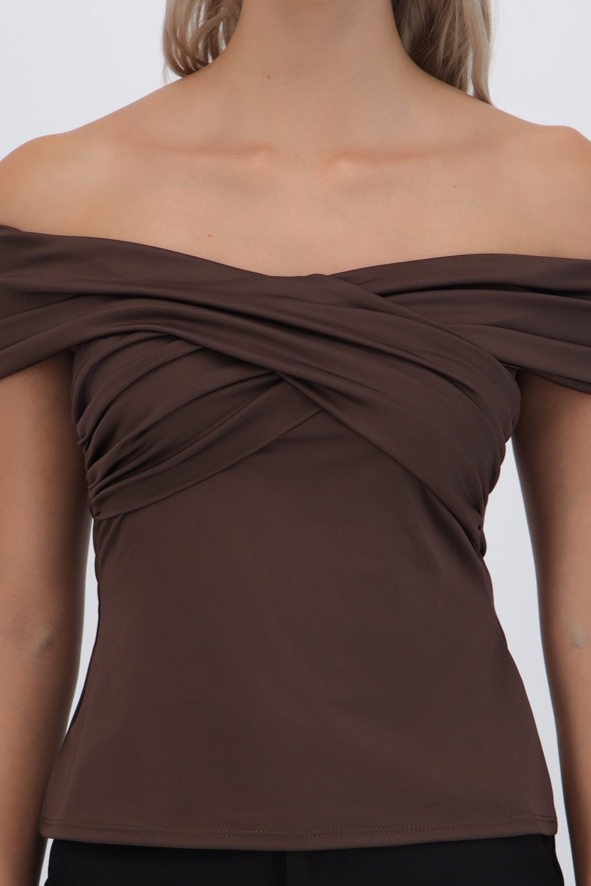 Top escote drapeado CHOCOLATE