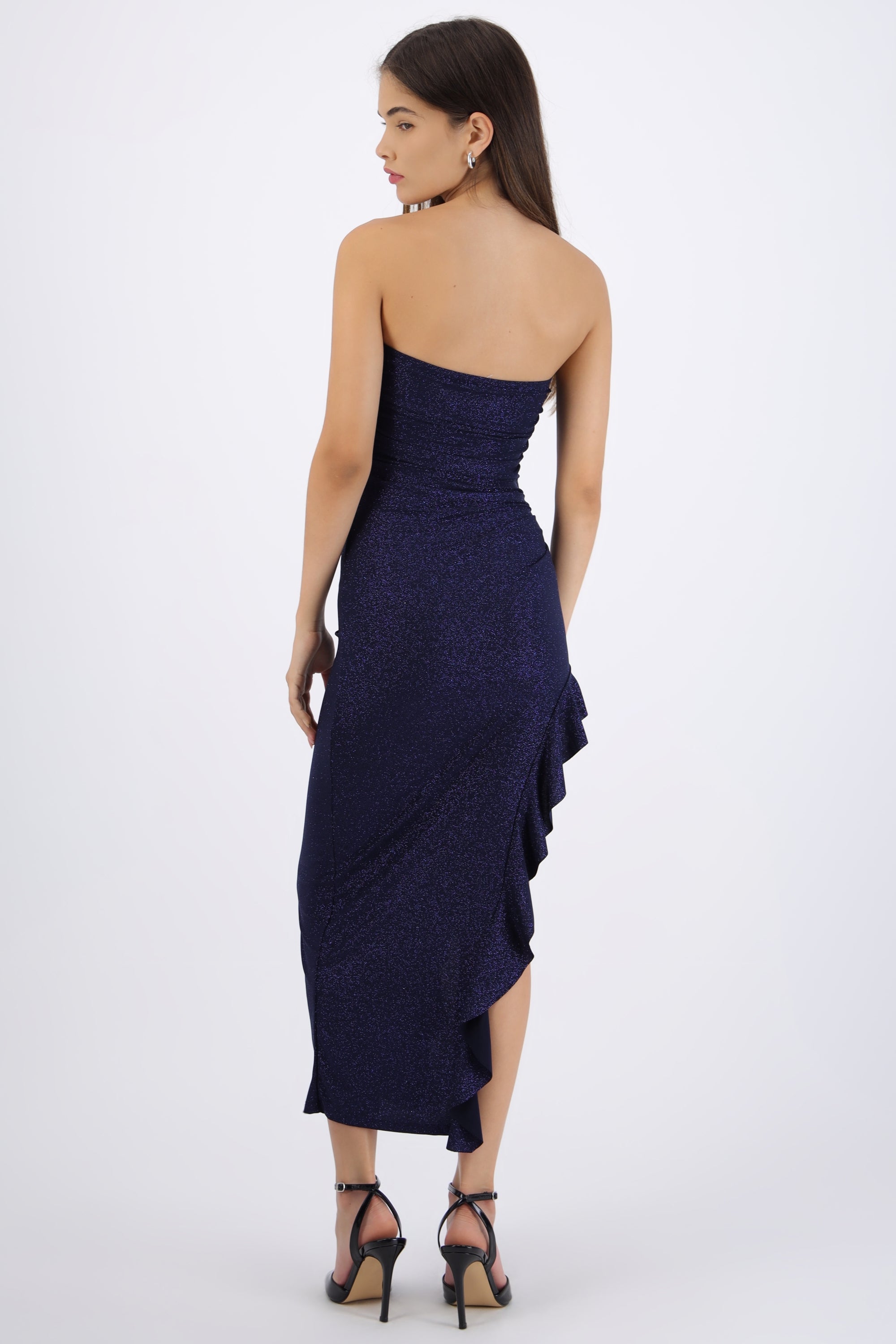 Vestido maxi detalle olan brillos AZUL MARINO