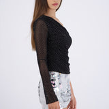 Top one shoulder mesh brillos