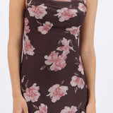 Vestido maxi asimetrico con tirantes estampado