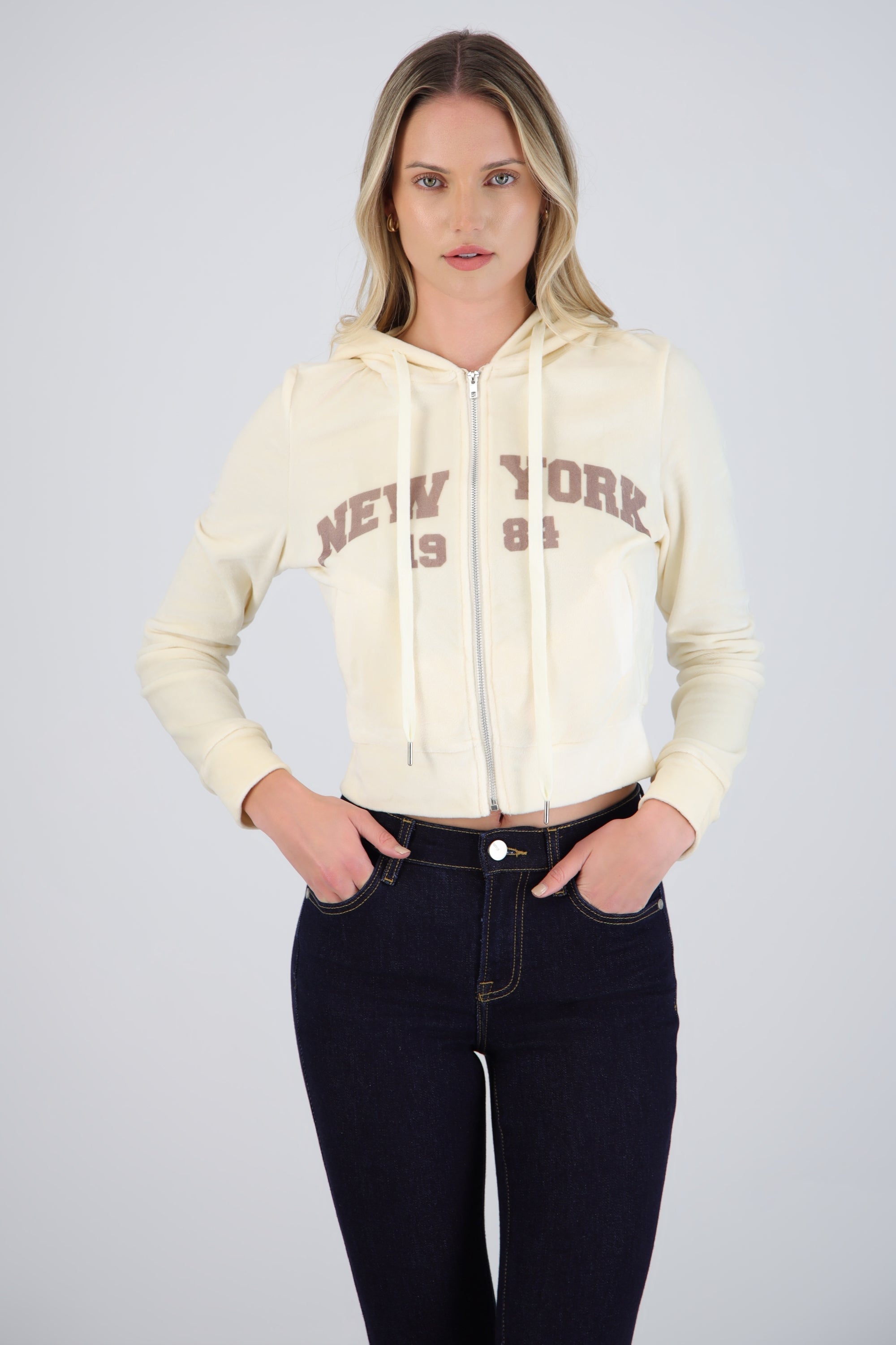 Sudadera velver estampada