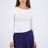 Top manga larga escote barco forrado fleece