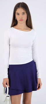Top manga larga escote barco forrado fleece