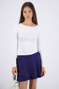 Top manga larga escote barco forrado fleece