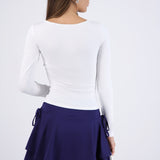 Top manga larga escote barco forrado fleece