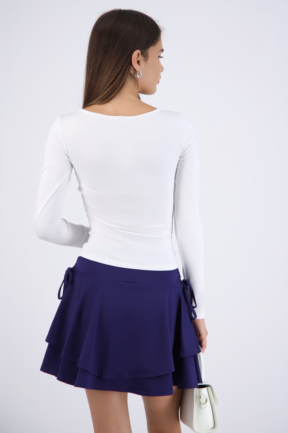 Top manga larga escote barco forrado fleece BLANCO