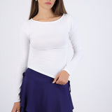 Top manga larga escote barco forrado fleece