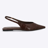 Flat pointy sling back croco