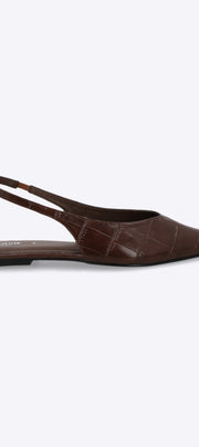 Flat pointy sling back croco