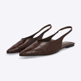 Flat pointy sling back croco