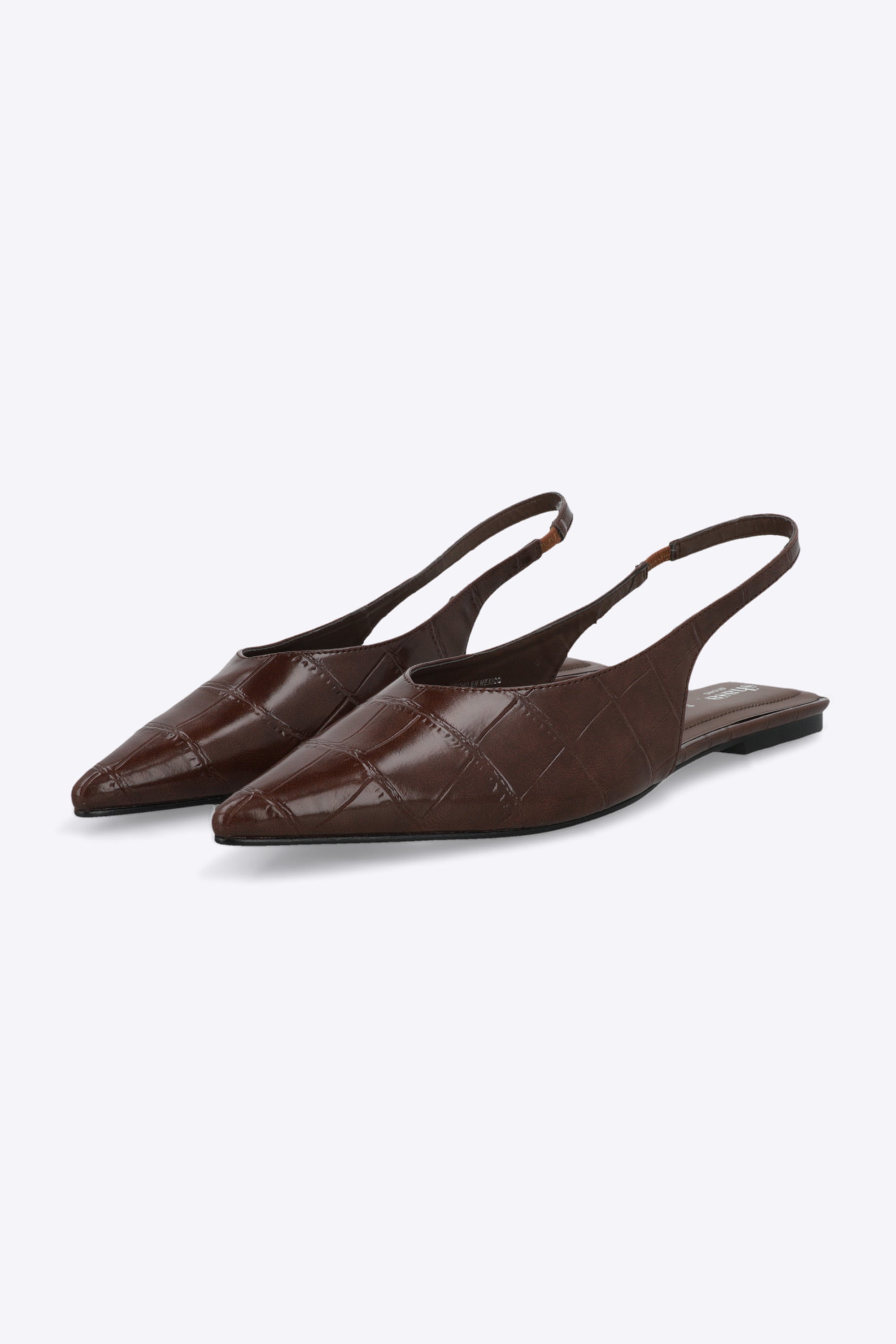 Flat pointy sling back croco