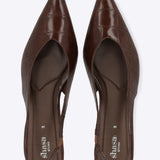 Flat pointy sling back croco