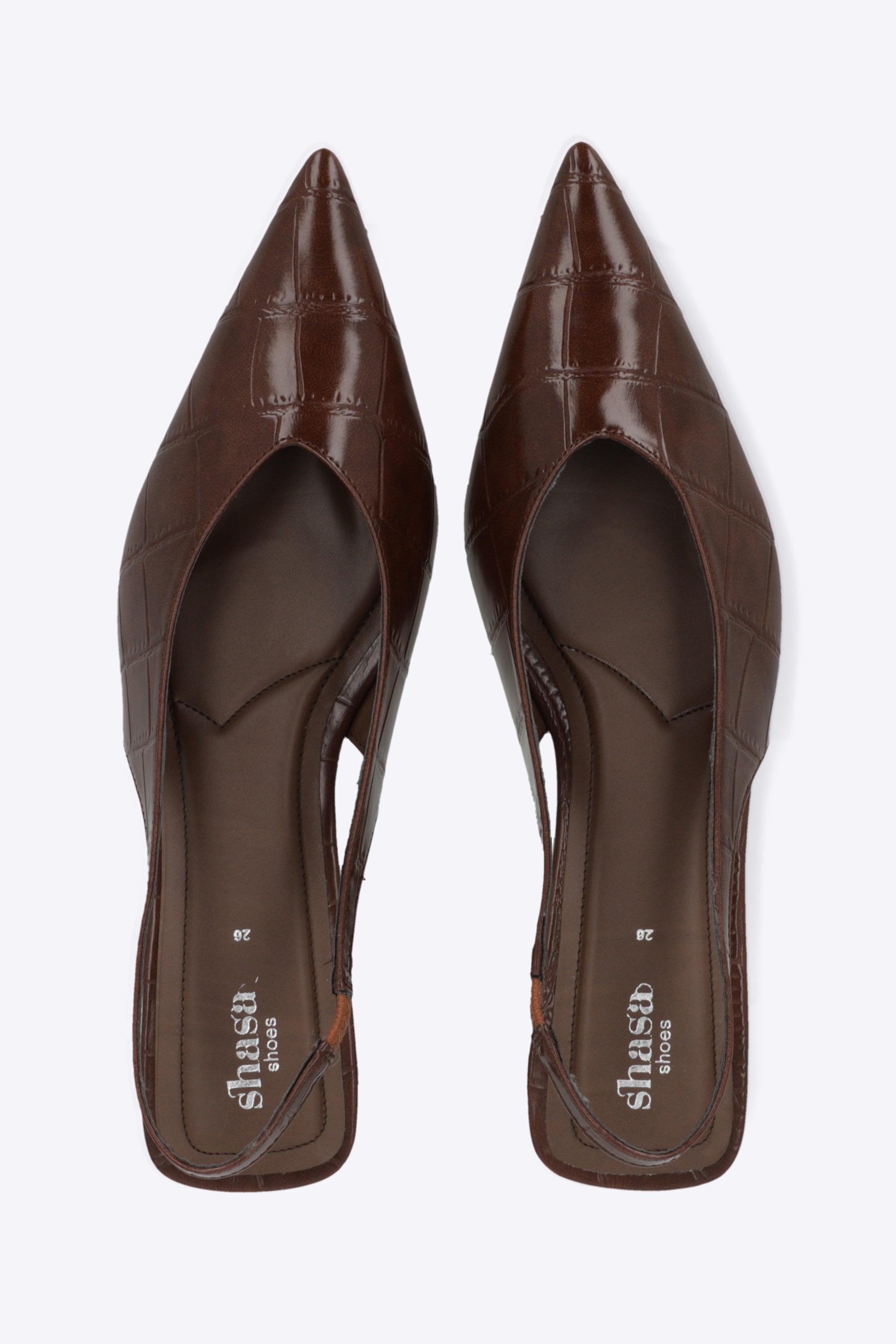 Flat pointy sling back croco
