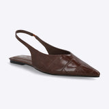 Flat pointy sling back croco