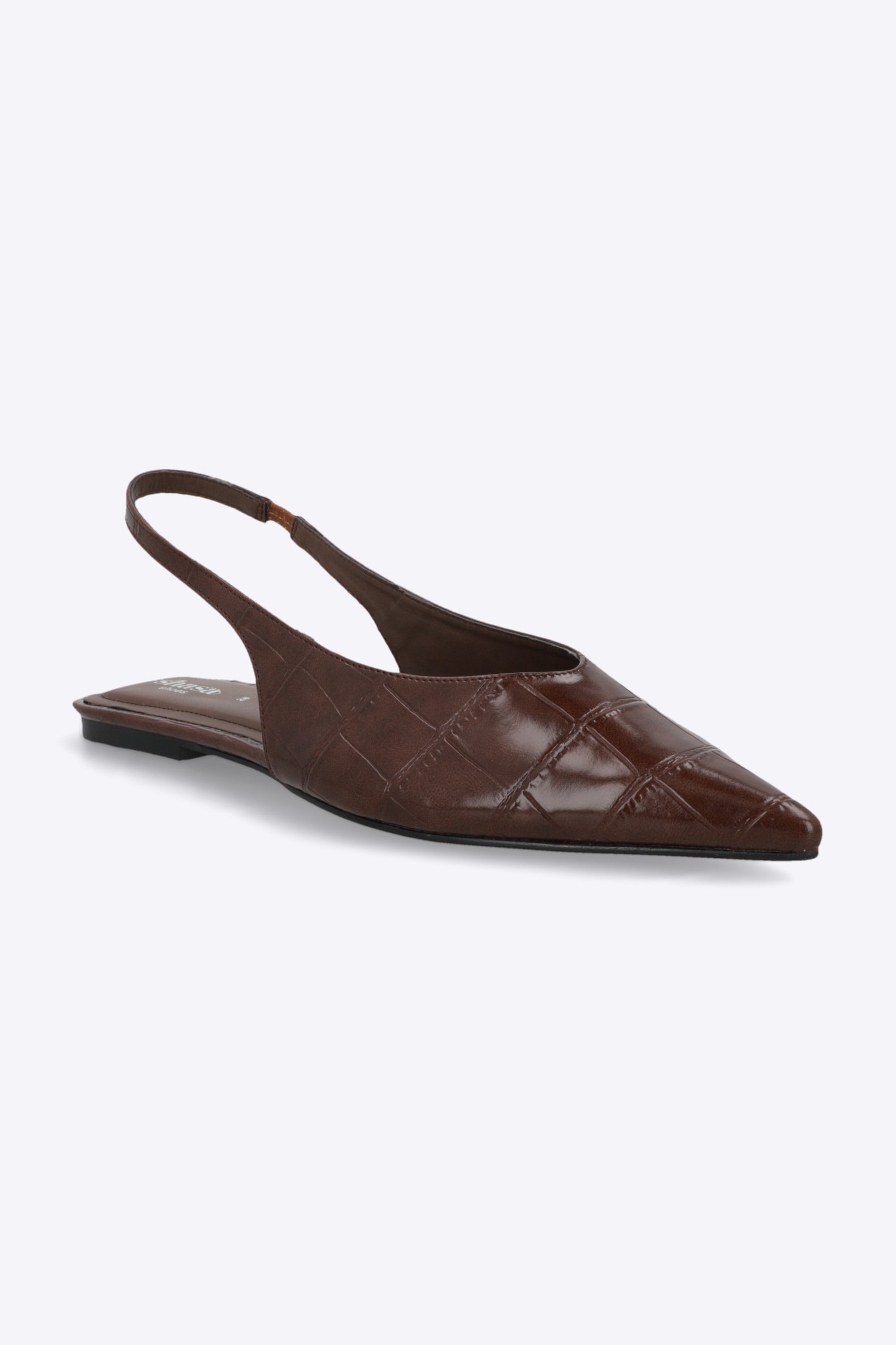Flat pointy sling back croco