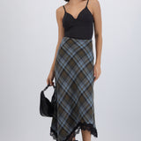 Falda midi cuadros con encaje