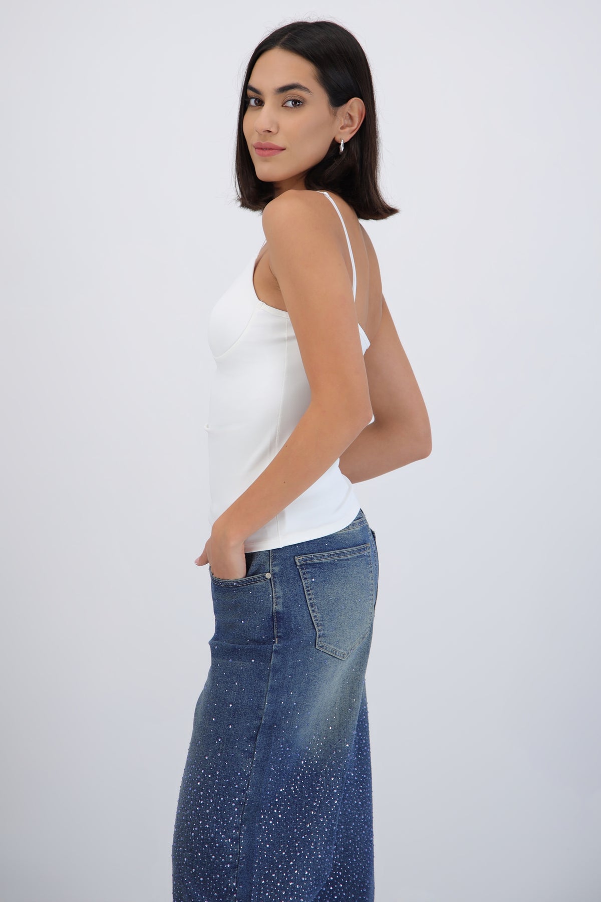 Top tirantes con copa liso BLANCO