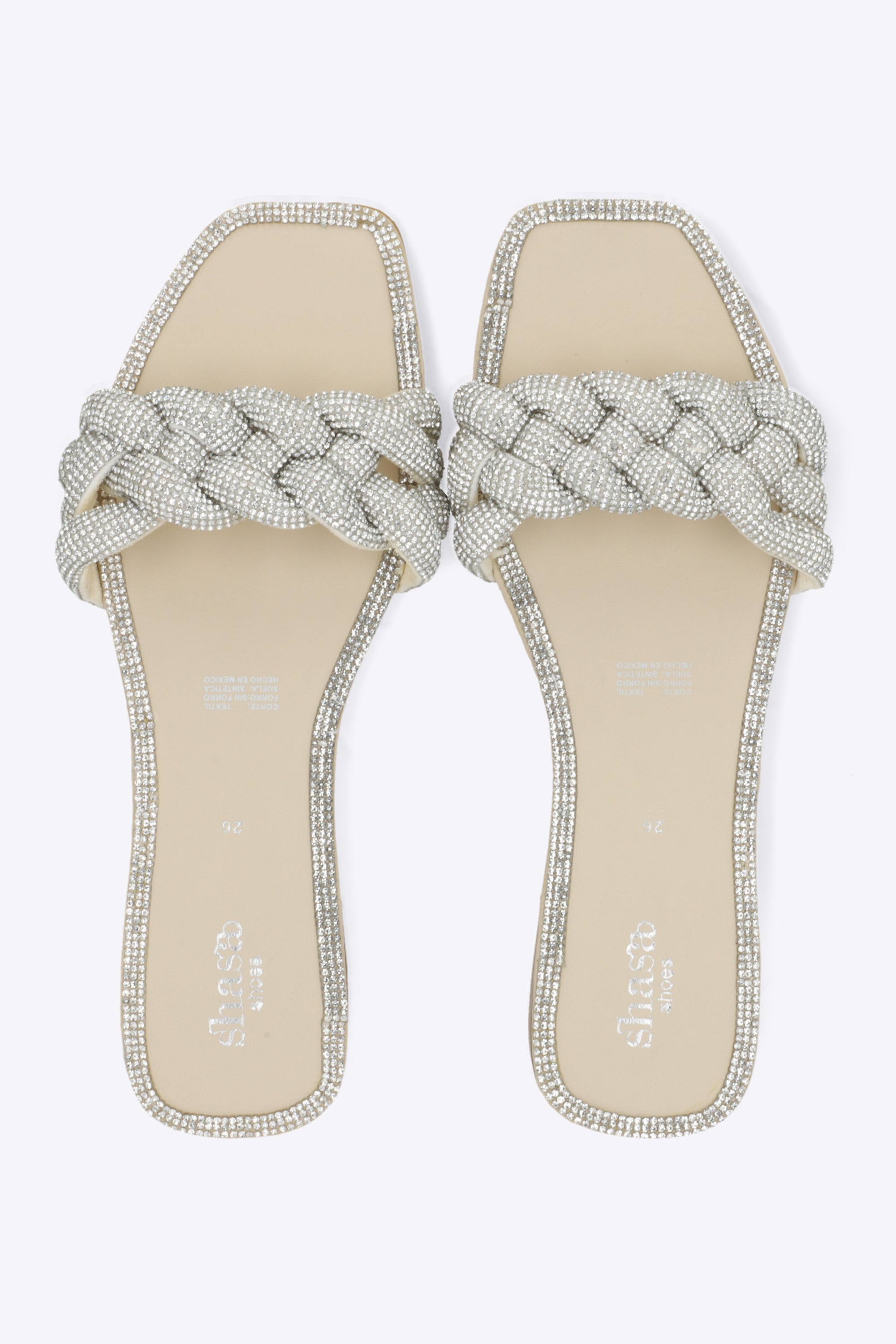 Sandalia trenza maxi brillos