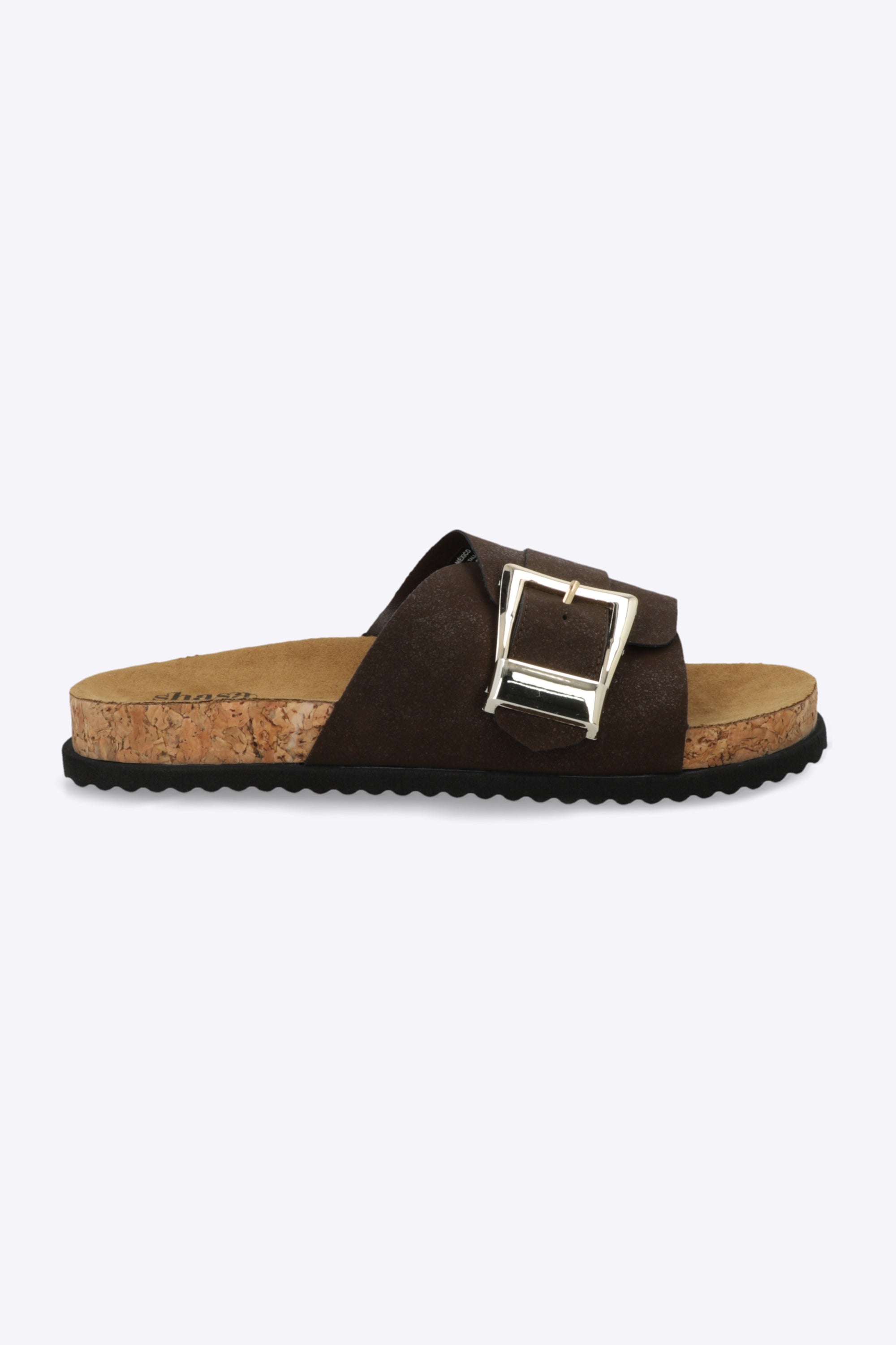Sandalia suela corcho tira maxi hebilla