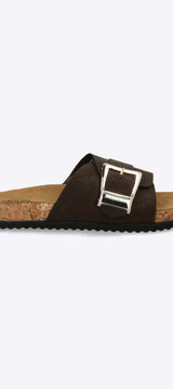 Sandalia suela corcho tira maxi hebilla