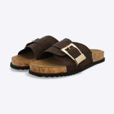 Sandalia suela corcho tira maxi hebilla