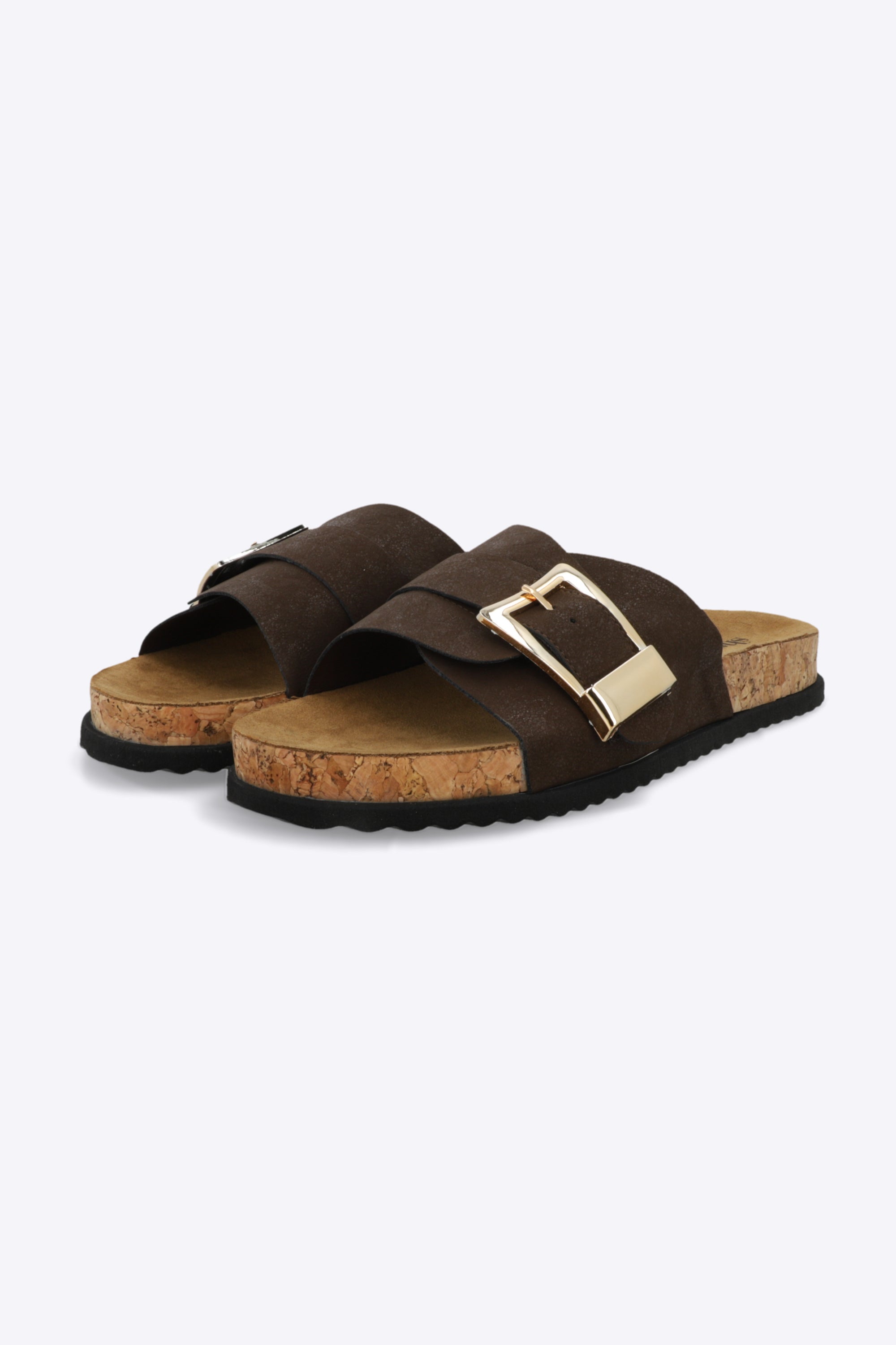 Sandalia suela corcho tira maxi hebilla