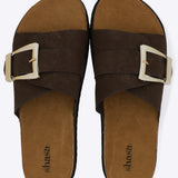 Sandalia suela corcho tira maxi hebilla