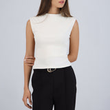 Top cuello alto rib