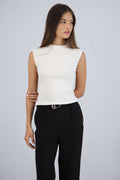 Top cuello alto rib