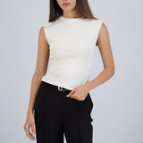 Top cuello alto rib
