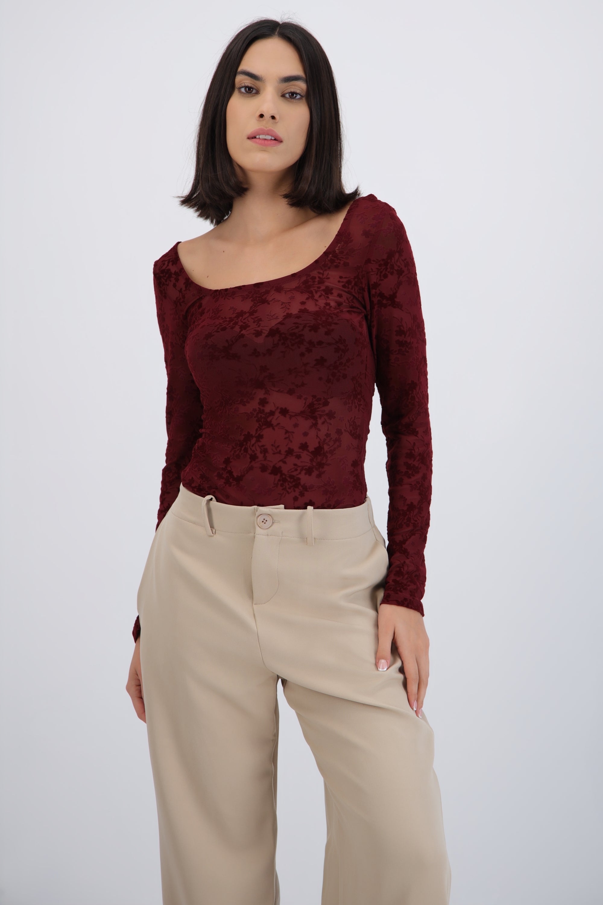 Body escote redondo mesh VINO