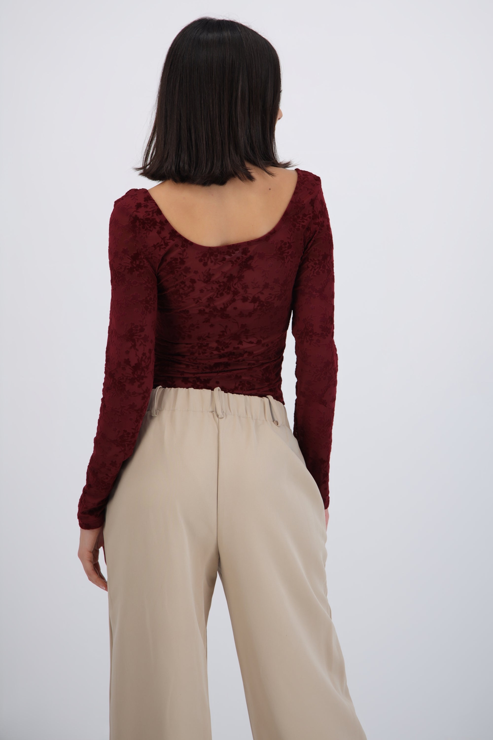 Body escote redondo mesh