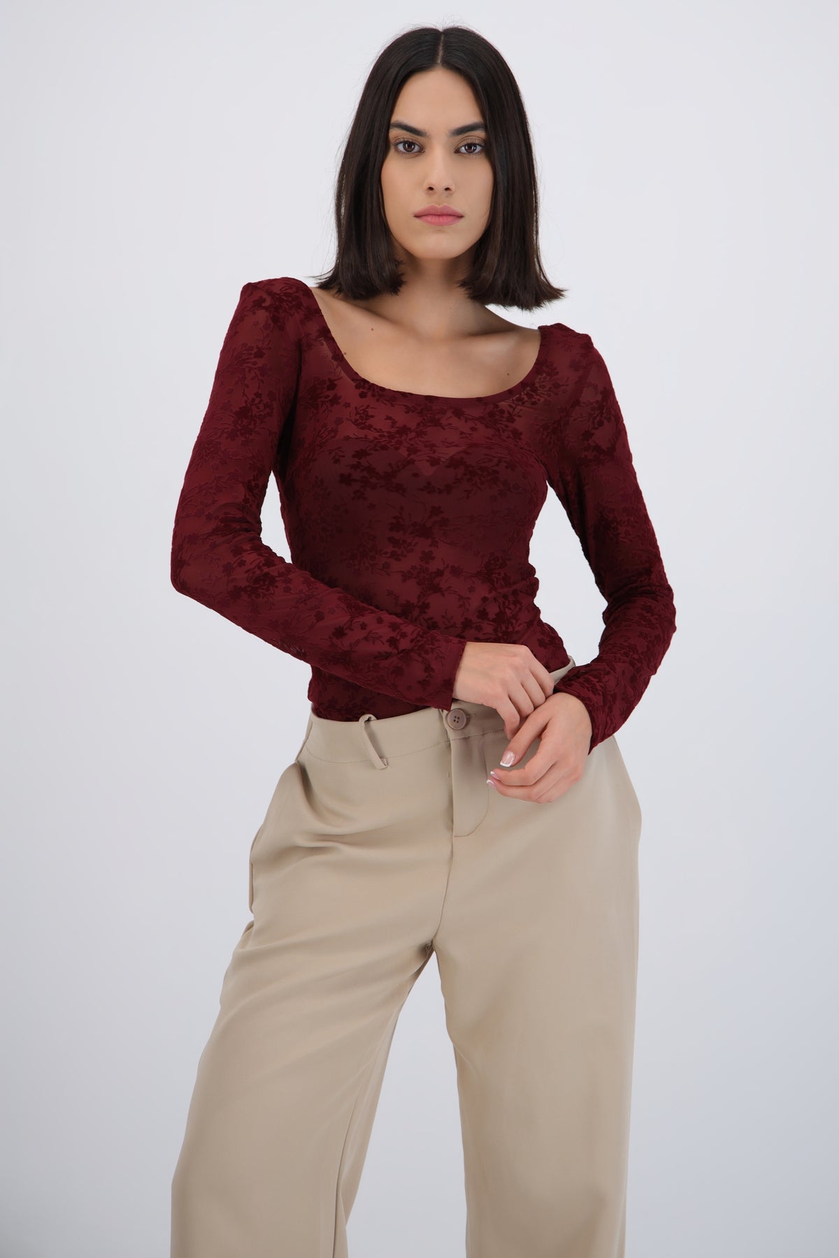 Body escote redondo mesh VINO