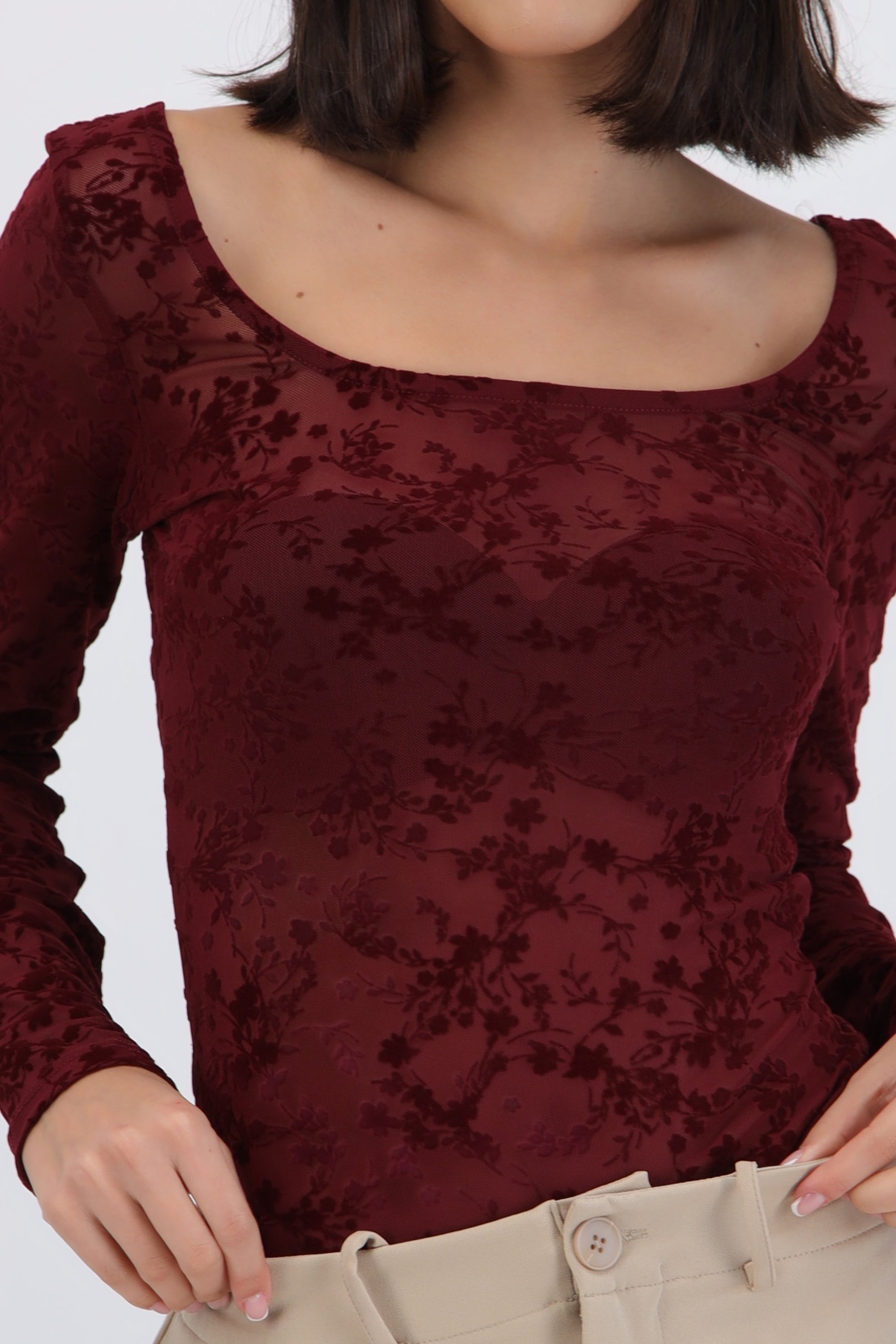 Body escote redondo mesh VINO
