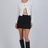Falda mini rayas pretina contraste