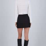 Falda mini rayas pretina contraste