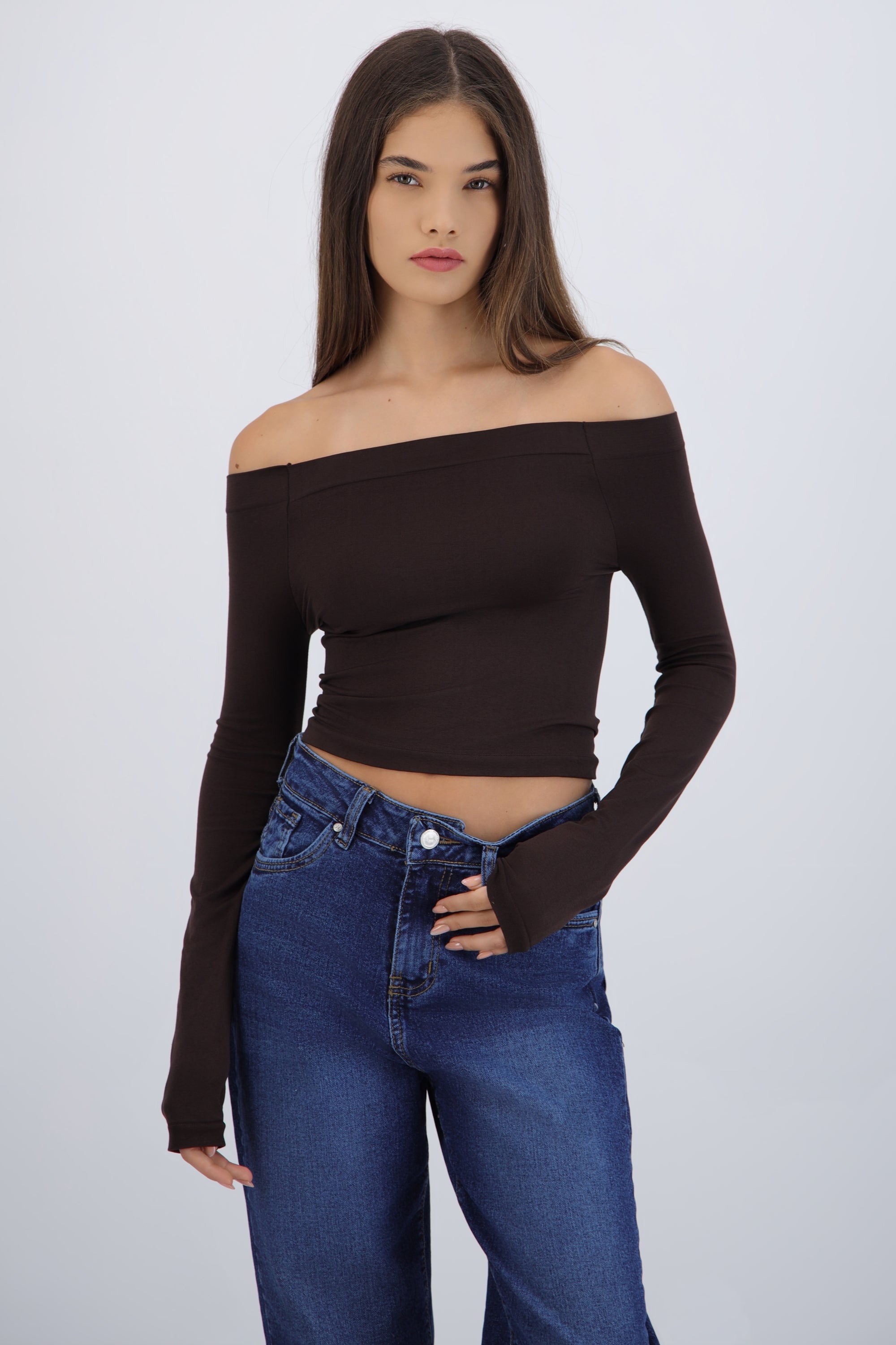 Top off shoulder seamless CHOCOLATE
