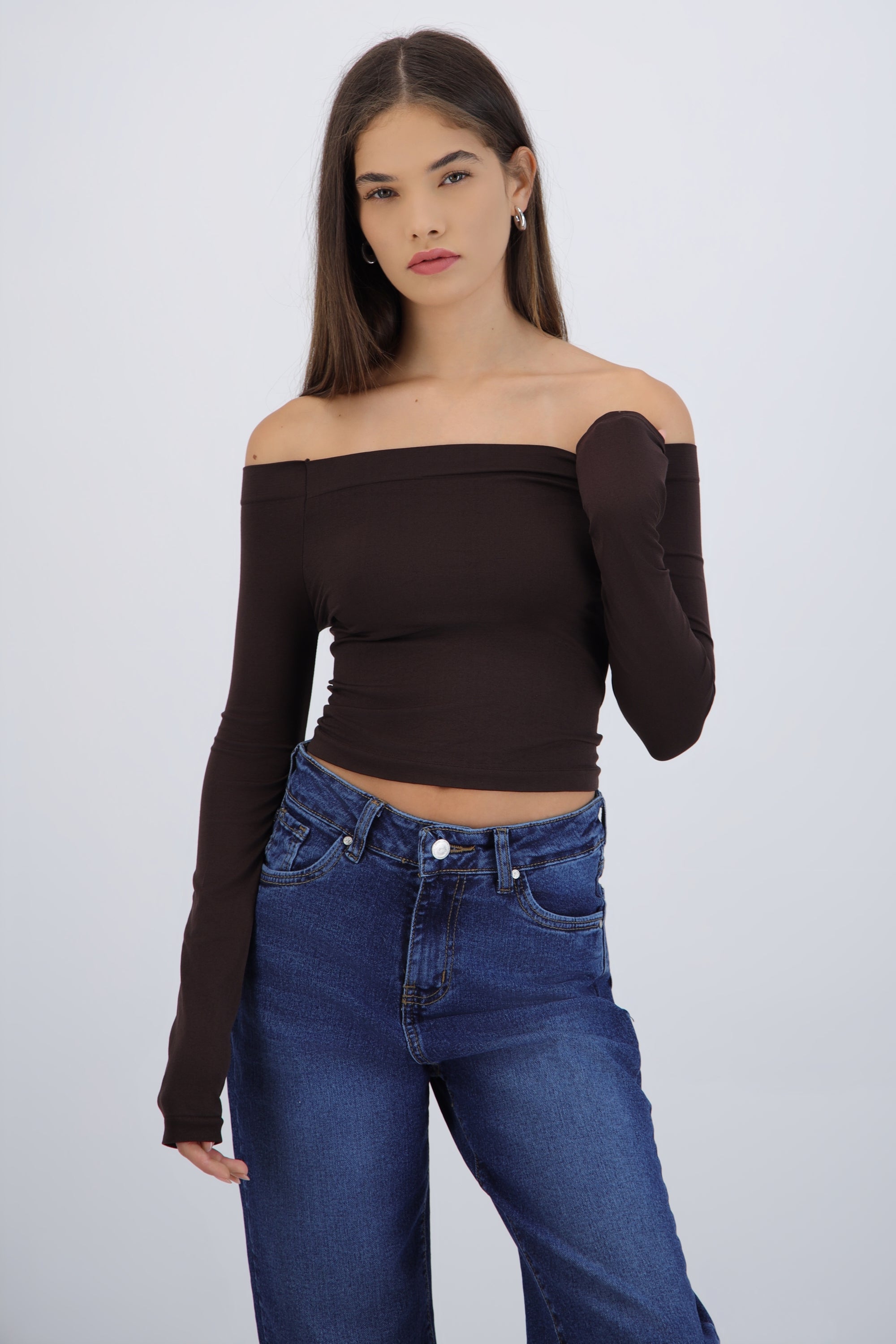 Top off shoulder seamless CHOCOLATE