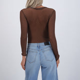 Bodysuit manga larga mesh brillos