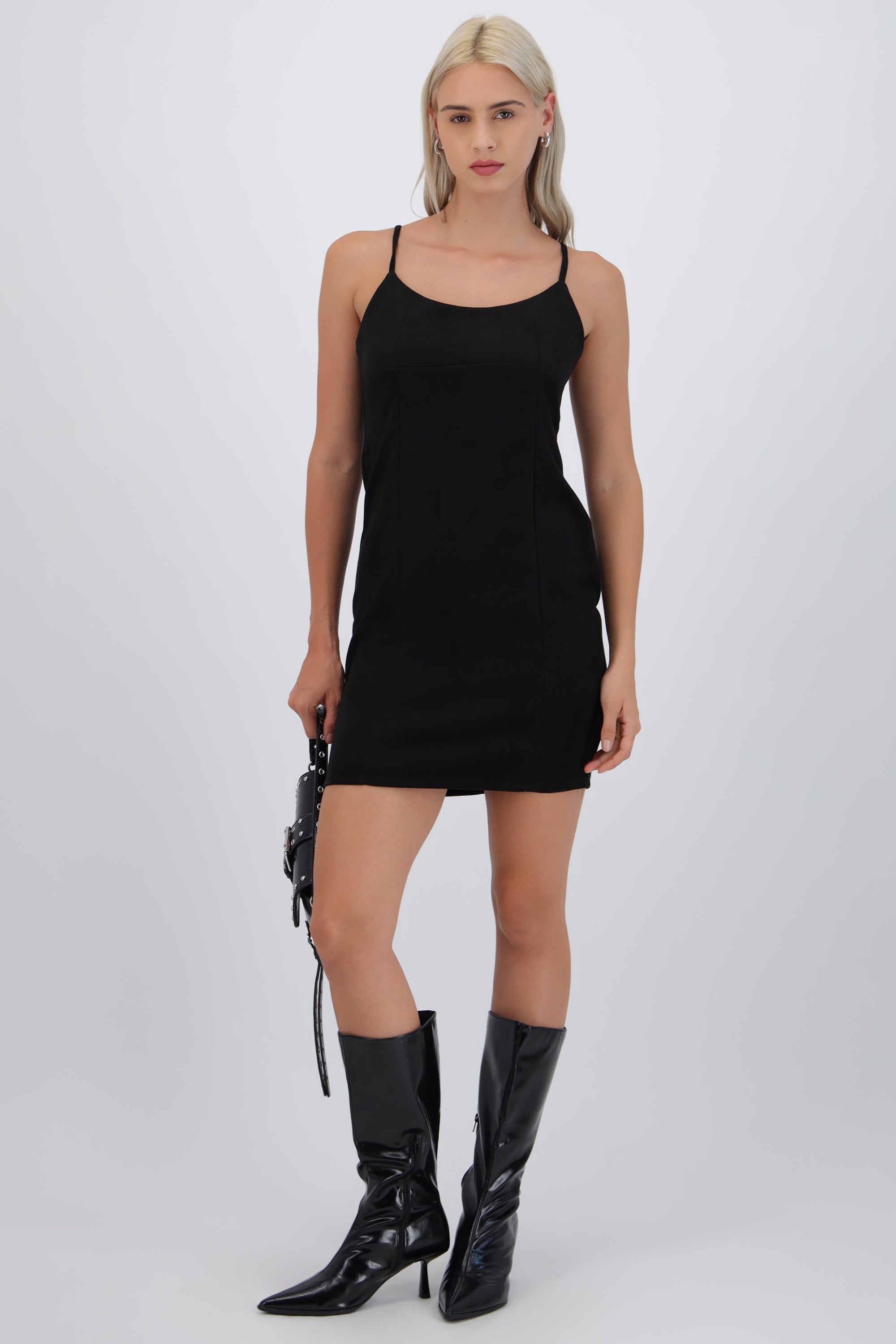 Vestido mini tirantes suede