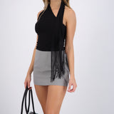 Top detalle corbata flecos