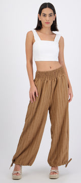 Pantalón globo detalle pretina smock