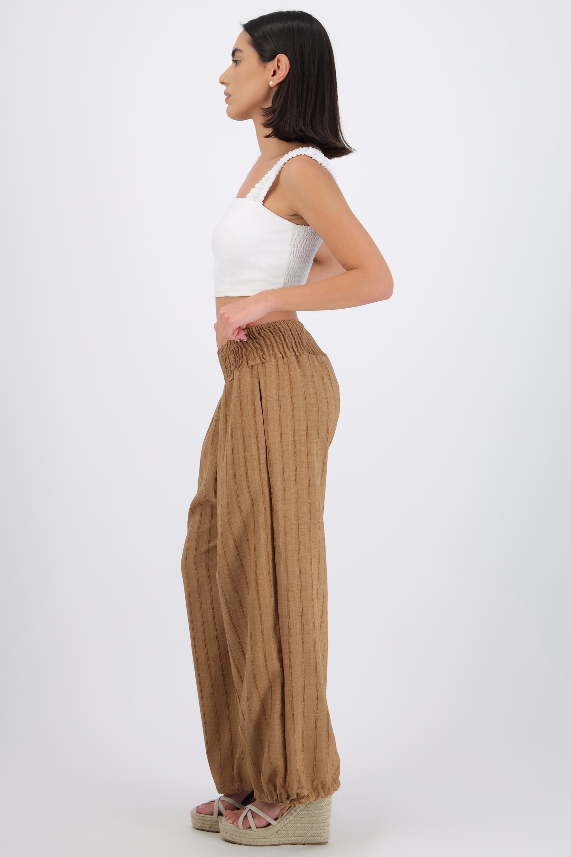 Pantalón globo detalle pretina smock