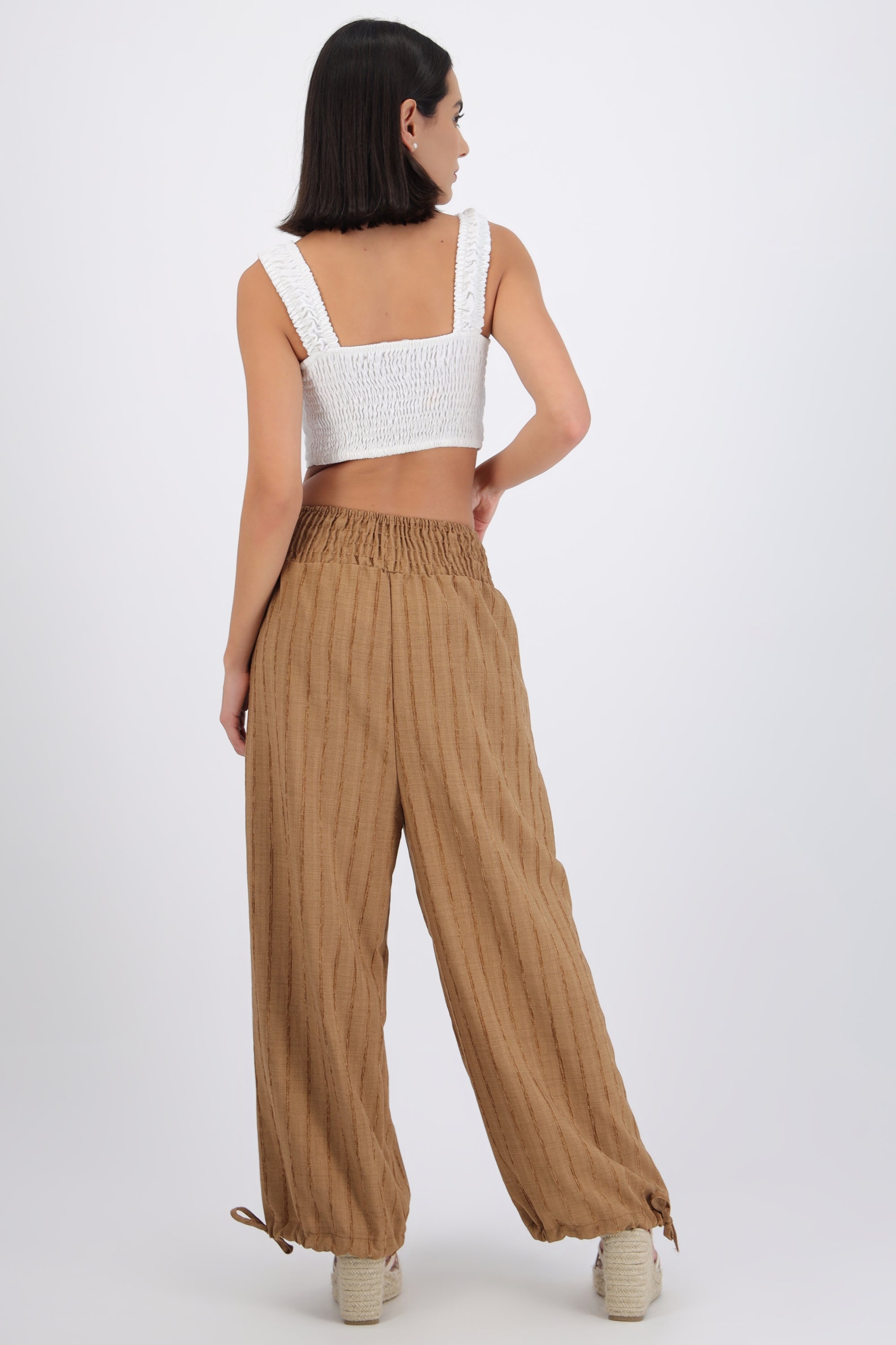 Pantalón globo detalle pretina smock